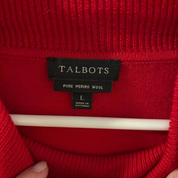 Talbots Women's Red Cowl Neck Pure Merino Wool Sweater ~ Large ~ Holiday - Picture 4 of 6